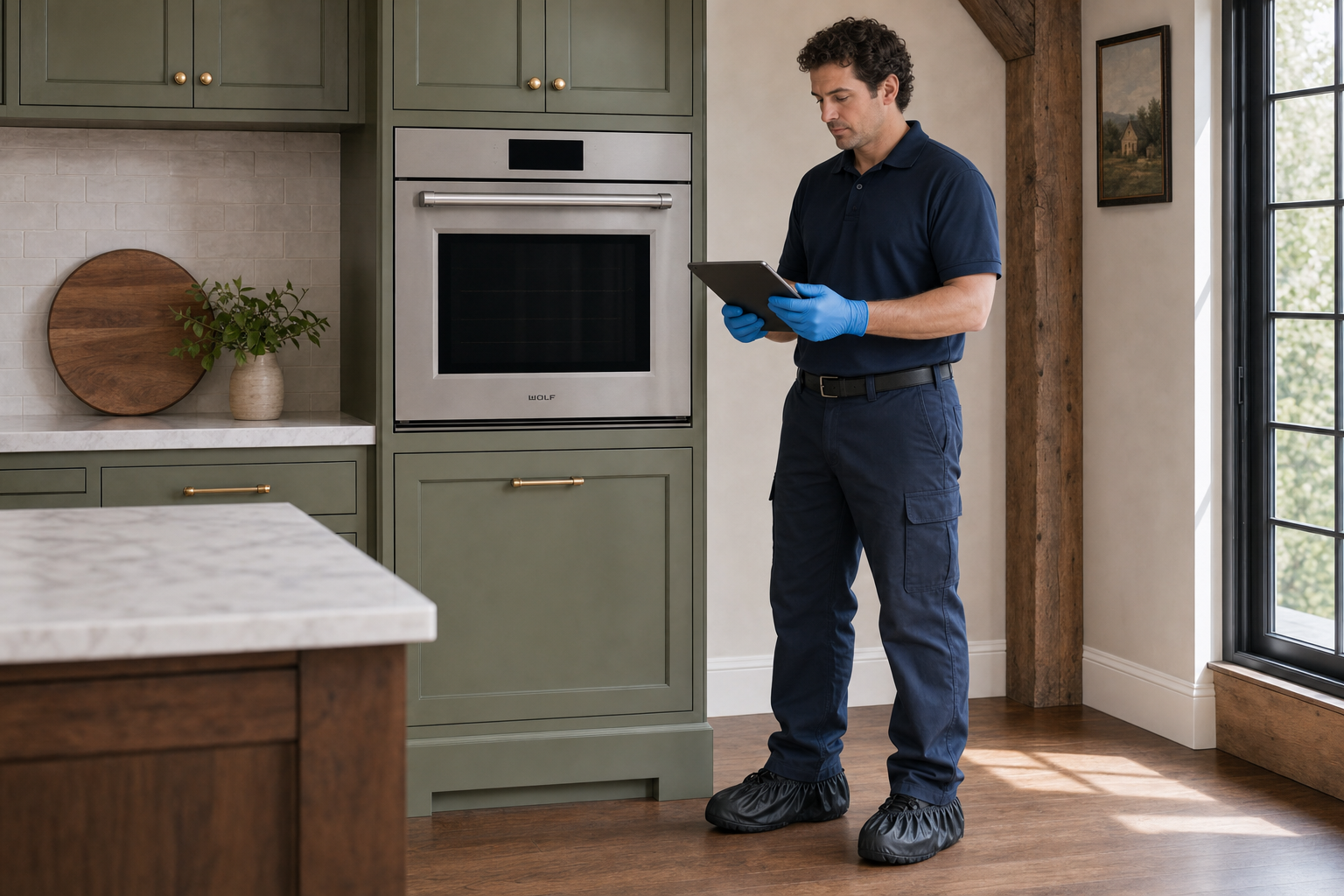 Built-in wall oven prepared for a professional diagnostic visit